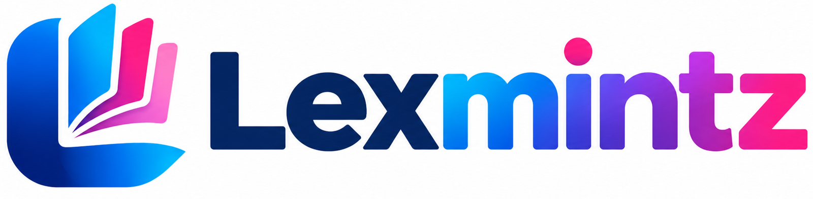 Lexmintz logo with a colorful open-book icon and gradient text in blue, purple, and pink.